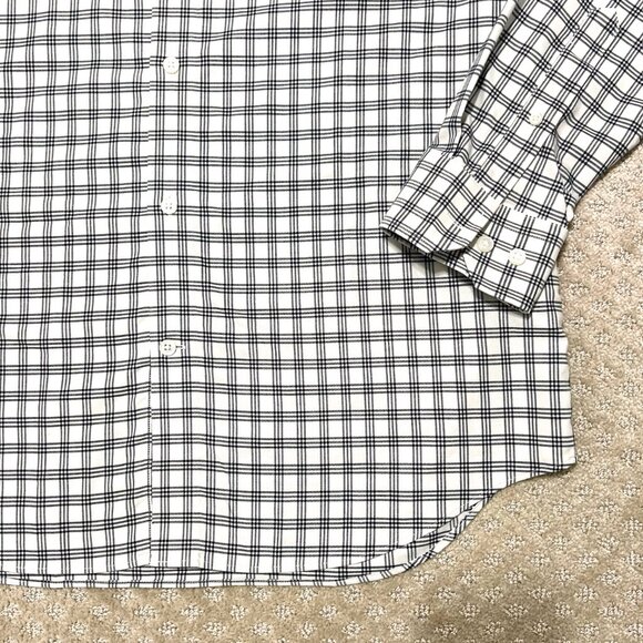 Banana Republic Long Sleeve Plaid Shirt Black White Non-Iron Cotton L - Picture 6 of 8